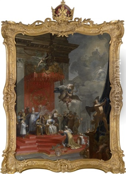 Eine Allegorie Auf Die Kronung Kaiser Karls Vi. Zum Konig Von Bohmen In Prag Am 5. September 1723 Oil Painting - Johann George Boehm the Elder