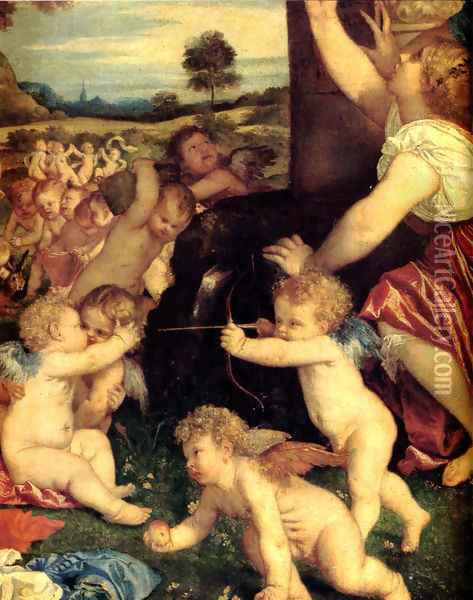 The Worship of Venus [detail: 1] Oil Painting - Tiziano Vecellio (Titian)