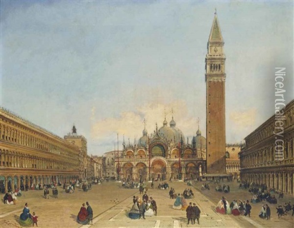 St. Mark's Square, Venice Oil Painting - Giovanni Grubas