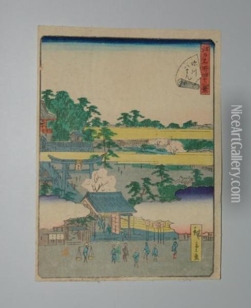Serie Des 48 Vues D'edo Oil Painting - Utagawa or Ando Hiroshige