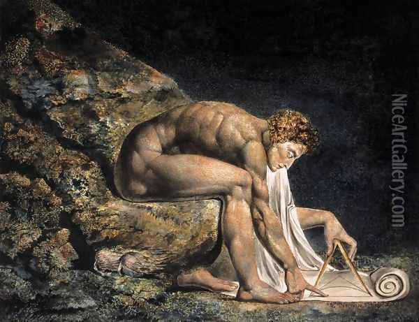 Isaac Newton 1795 Oil Painting - William Blake