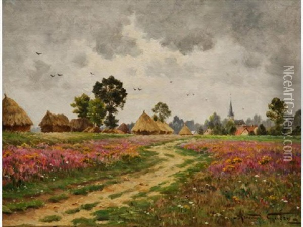 Vue D'un Village De La Vallee De La Suippe Oil Painting - Armand Guery