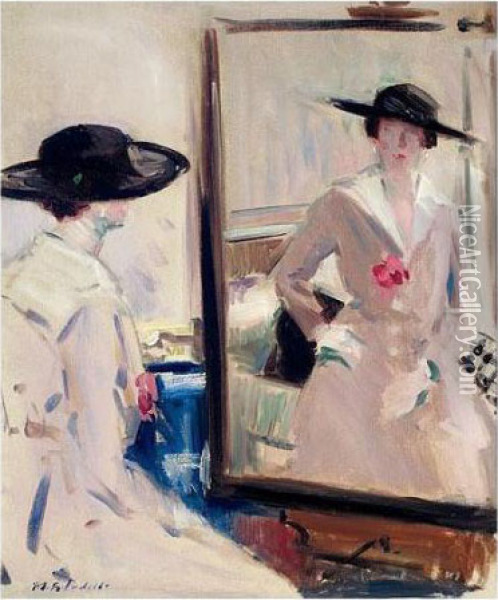 The Black Hat Oil Painting - Francis Campbell Boileau Cadell