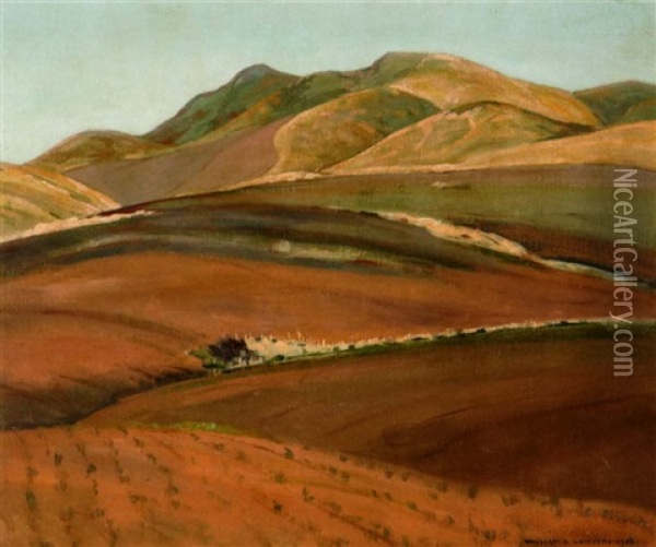Tilled Rows With Golden Hills Beyond Oil Painting - William Alexander Griffith