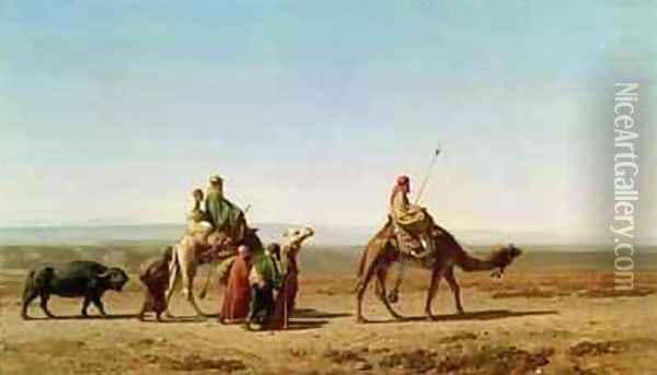 Syrian Arabs in the Desert Oil Painting - Prosper-Georges-Antoine Marilhat