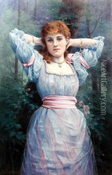 A Young Beauty Oil Painting - Georgina M. Steple De L'Aubiniere
