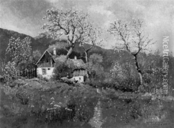 Landschaft Mit Bluhenden Apfelbaumen Oil Painting - Heinrich Wertheim