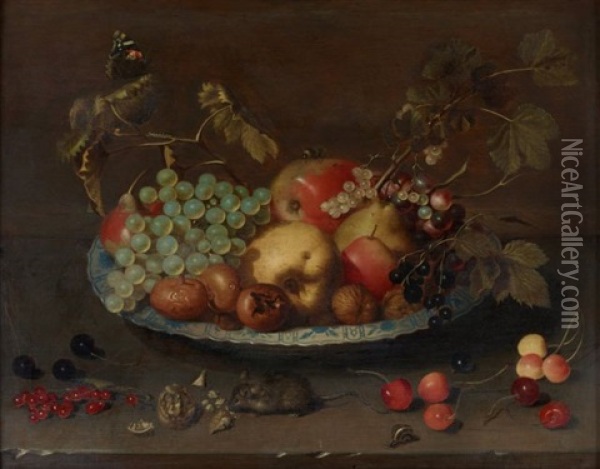 Coupe De Fruits Sur Un Entablement De Pierre Oil Painting - Johannes Bouman
