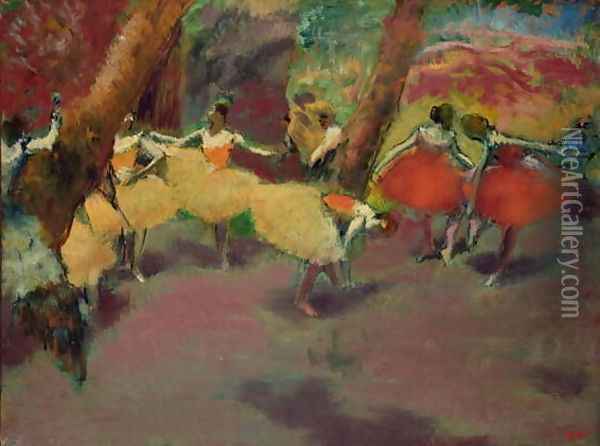 Before the Performance, c.1896-98 Oil Painting - Edgar Degas
