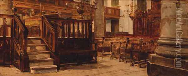 A synagogue interior Oil Painting - Johannes Bosboom