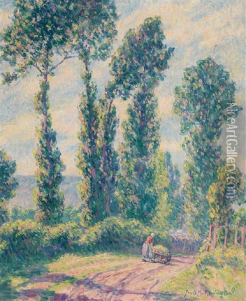 Peupliers A Honfleur Oil Painting - Frank Milton Armington