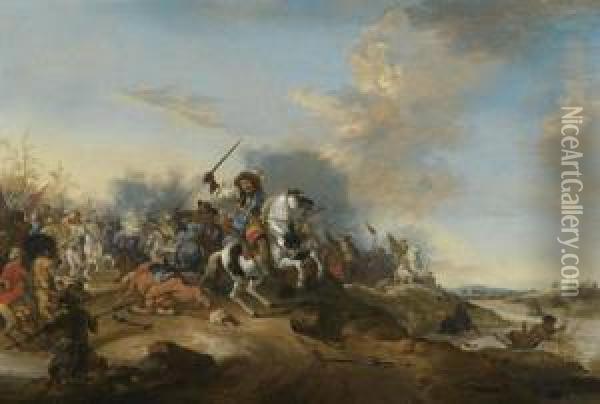 Schlachtgetummel Zwischen Kaiserlichen Truppen Und Turken. Oil Painting - Dirck Willemsz. Stoop