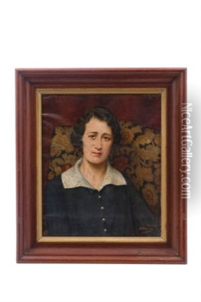 Retrato De Dama Con Vestido Oscuro Oil Painting - Emile Benard