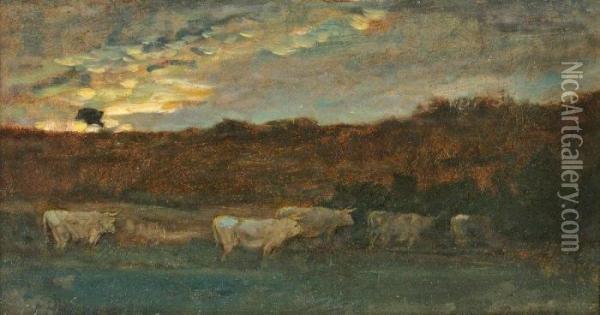 Vaches Passant Le Gue Oil Painting - Charles-Francois Daubigny