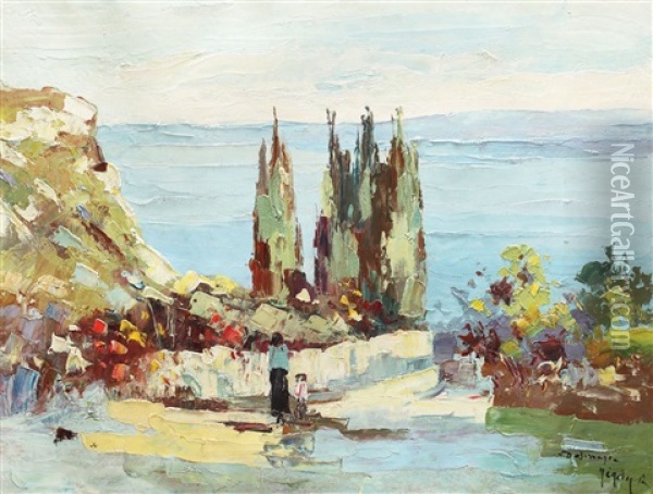 Walk On Dalmatian Coast Oil Painting - Rudolph Negely