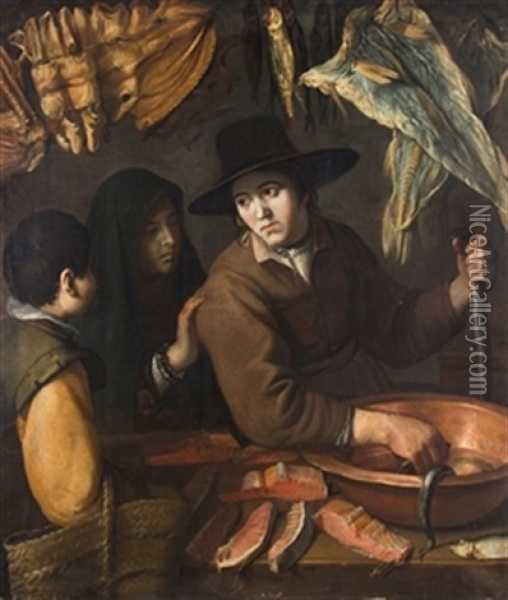 Vendedora De Pescado Oil Painting - Juan Van Der Hamen Y Leon