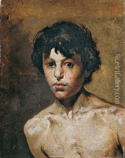 Bildnis Eines Knaben Oil Painting - Adolfo Feragutti Visconti