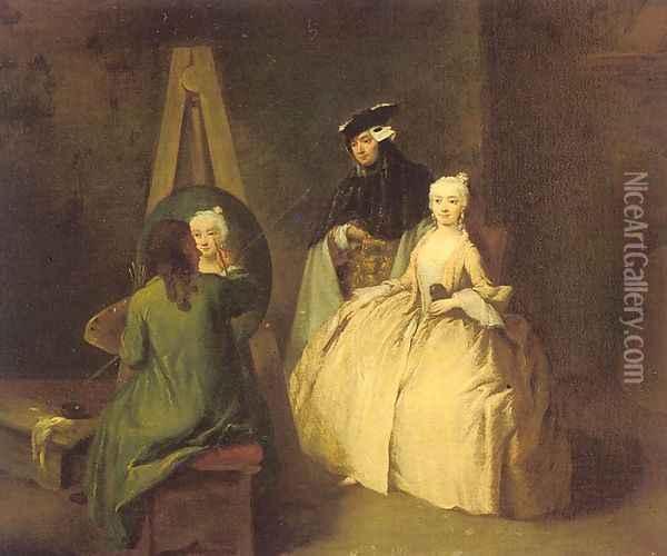 The Painter in his Studio 1740-45 Oil Painting - Pietro Falca (see Longhi)