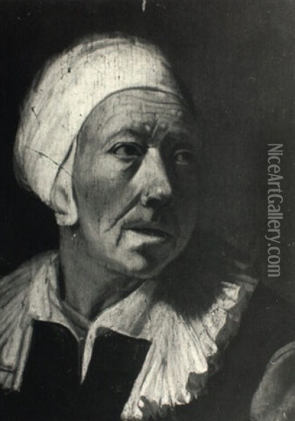 Portrait Of An Elderly Woman Wearing A White Cap Oil Painting - Gerrit Dou