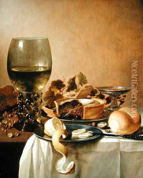 Still Life with Giant Roemer, 1647 Oil Painting - Pieter Claesz.