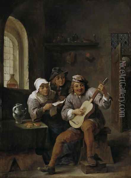 Peasants making music c 1650 Oil Painting - David The Elder Teniers