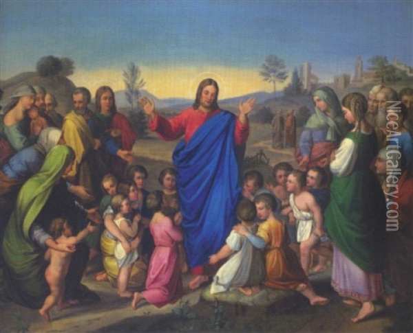 Christus Segnet Die Kinder Oil Painting - Johann Friedrich Overbeck
