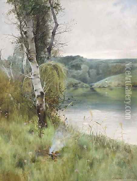 A River Landscape Oil Painting - Emilio Sanchez-Perrier
