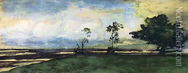 At Papara Beb 25th 1891 Early Moonlight And Afterglow From The Verandah Of Tatis House Oil Painting - John La Farge