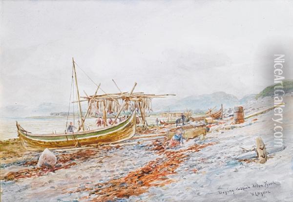 Drying Codfish Oil Painting - William Lionel Wyllie