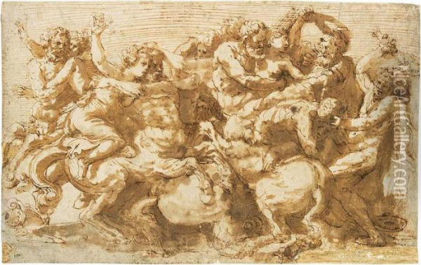 The Battle Of The Centaurs And Lapiths Oil Painting - Prospero Fontana