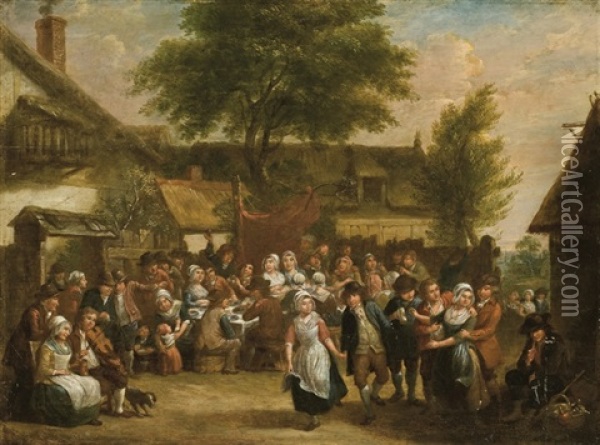 La Danse Villageoise (+ Scene De Banquet Dans Un Village; 2 Works) Oil Painting - Francois Eisen
