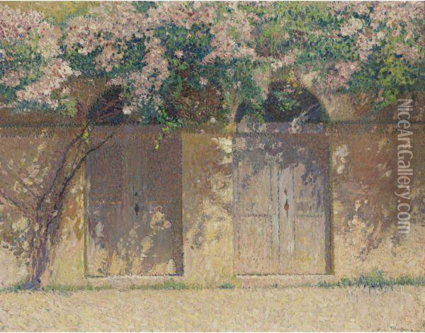 Portes Jumelles Sous Un Rosier Grimpant Oil Painting - Henri Martin