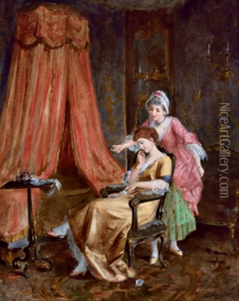 Boudoirszenen Im Stil Des 18. Jahrhunderts (pair) Oil Painting - Franz Von Persoglia