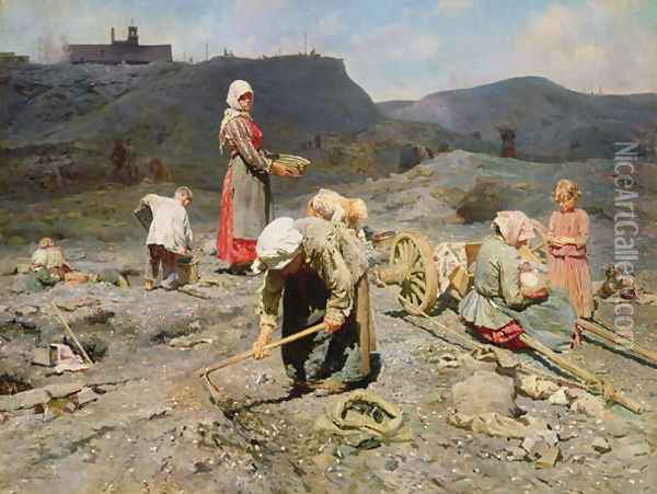 Poor People Gathering Coal at an Exhausted Mine Oil Painting - Nikolaj Alekseevich Kasatkin