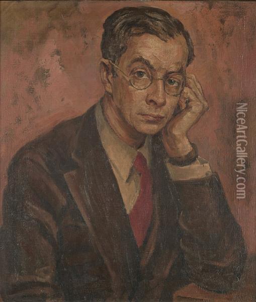 Portrait Of Sir Julian Huxley Oil Painting - Mark Gertler