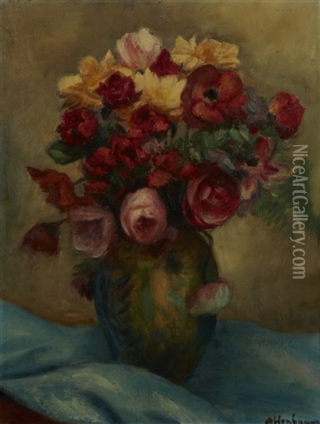Bouquet D'anemones Oil Painting - Albert Weinbaum