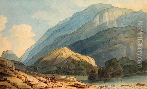 The Entrance into Borrowdale, c.1786 Oil Painting - Francis Towne