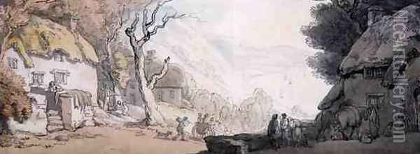 View from above the Cliffs, the Mumbles, South Wales Oil Painting - Thomas Rowlandson