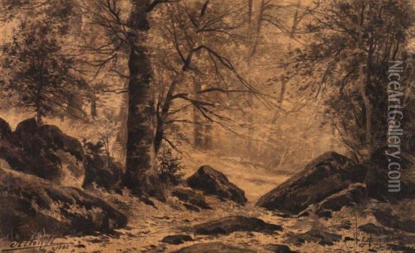Sous Bois En Foret De Fontainebleau Oil Painting - Auguste Allonge