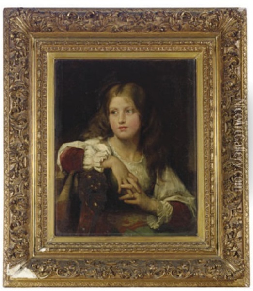 Il Penseroso - A Pensive Maiden Oil Painting - Leon Jean Basile Perrault