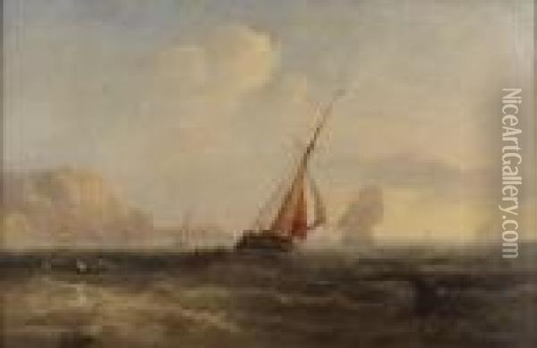 Off The English Coast Oil Painting - John Wilson Carmichael