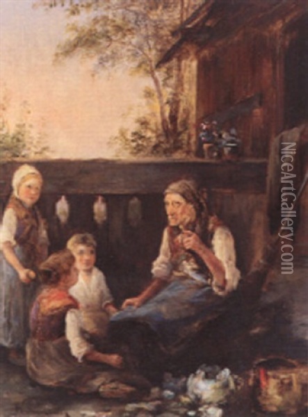 Grosmutters Marchenstunde Oil Painting - Emil Barbarini