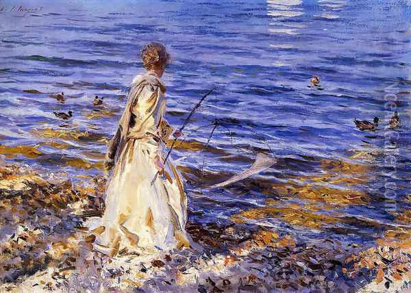 Girl Fishing Oil Painting - John Singer Sargent