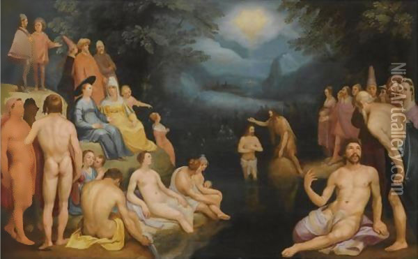 The Baptism Of Christ Oil Painting - Cornelis Cornelisz Van Haarlem