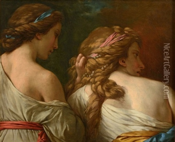 Deux Nymphes Oil Painting - Louis Jean Francois Lagrenee