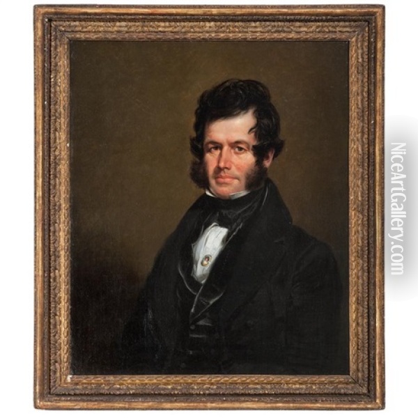 Important Portrait Of Benjamin O'fallon, Indian Agent Oil Painting - Charles Bird King