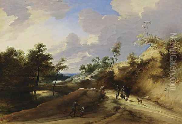 A Wooded Dune Landscape Oil Painting - Lodewijk De Vadder