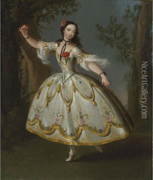 Portrait Of Mademoiselle Violette, Later Mrs. David Garrick Oil Painting - Edward Haytley
