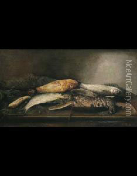 Natura Morta Con Pesci E Crostacei Oil Painting - Gennaro Pardo