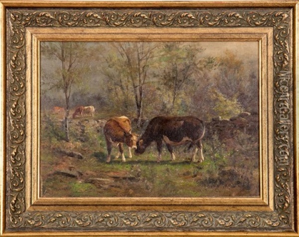 Cows Oil Painting - Thomas Bigelow Craig